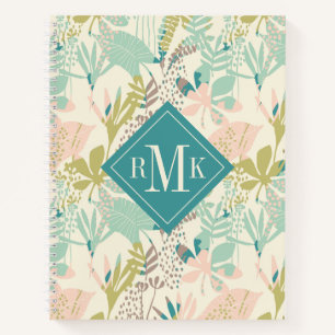 Voeg Uw Monogram   Modern toe BloemenPatroon Notitieboek