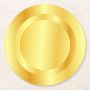 Voeg uw monogramtekst faux gouden metalen uitzicht ronde kartonnen onderzetter