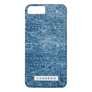 Voeg uw naam toe Amerikaanse kaart blauwdruk Case-Mate iPhone Case