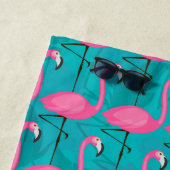 Voeg uw naam toe | Fel flamingpatroon Strandlaken (In situ)