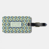 Voeg uw naam toe | Geometrisch goud & blauw patroo Bagagelabel (Achterkant horizontaal)