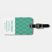 Voeg uw naam toe | Gestileerd groen bladpatroon Bagagelabel (Voorkant horizontaal)
