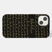 Voeg uw naam toe | Gouden Doodle-patroon iPhone Hoesje (Achterkant horizontaal)