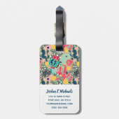 Voeg uw naam toe | Kleurrijk Stippen Cactus Patroo Bagagelabel (Achterkant verticaal)