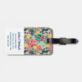 Voeg uw naam toe | Kleurrijk Stippen Cactus Patroo Bagagelabel (Achterkant horizontaal)
