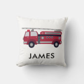Voeg Uw Naam Toe Rode Brandweerwagen Persoonlijk Kussen (Voorkant)