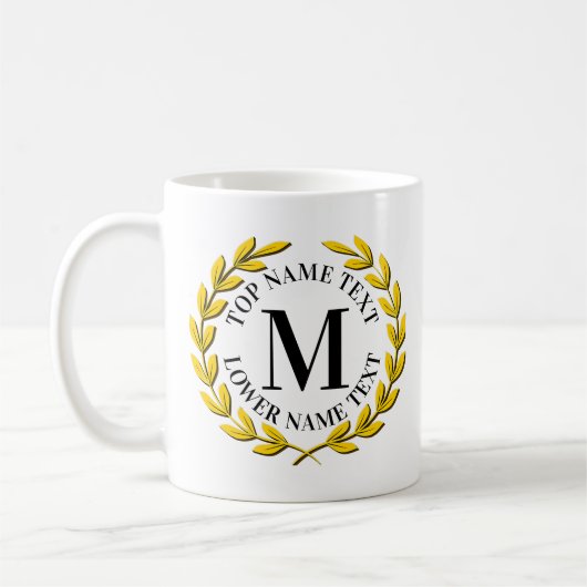 Voeg uw naam van het Initiaal of tekst Gold Wreate Koffiemok (Links)