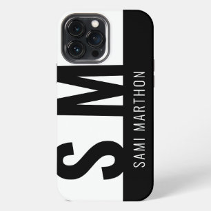 Voeg uw naam vet gedrukte initiaal monogram zwart iPhone 13 pro max hoesje