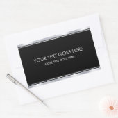 Voeg uw naamtekst toe Modern Elegaant Zwart en Zil Rechthoekige Sticker (Envelop)