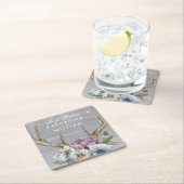 Voeg uw namen toe | Floral Deer Antlers Kartonnen Onderzetters (Insitu)