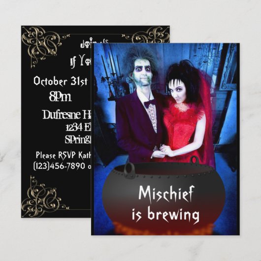 Voeg uw Photo Halloween-uitnodiging toe Kaart (Voorkant / Achterkant)