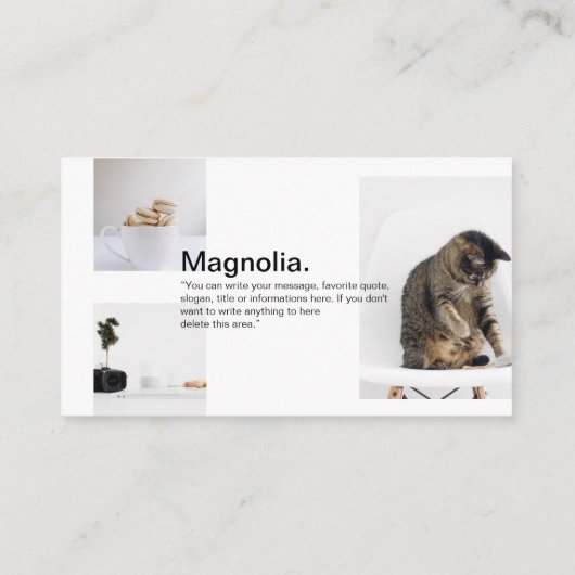 Voeg uw Photo Minimal Simple Influencer White toe Visitekaartje (Achterkant)