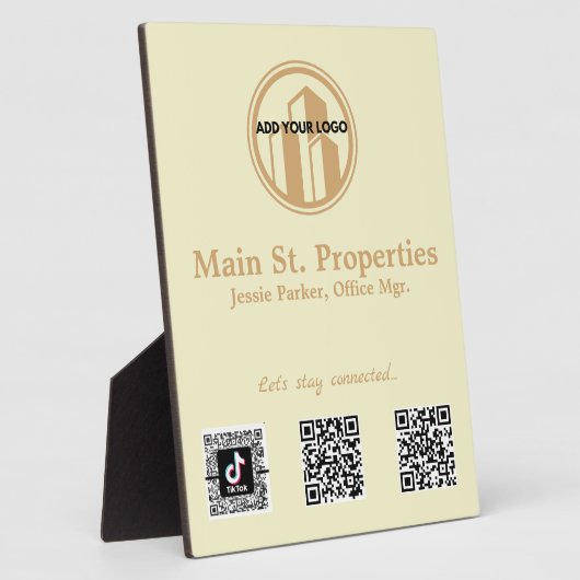 Voeg uw Plaque Logo Social Media Scan Codes toe Fotoplaat (Zijkant)