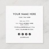 Voeg uw professionele witte squ toe van de logo va vierkante visitekaartje (Achterkant)