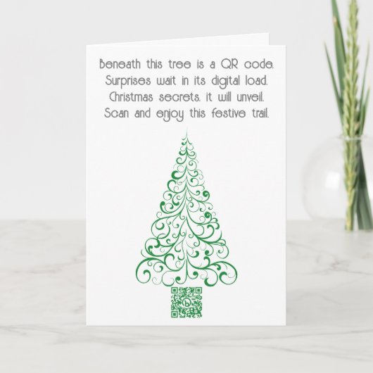 Voeg uw QR Code Bericht of Gift toe aan een Kerstm Feestdagen Kaart (Voorkant)