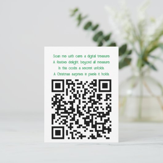 Voeg uw QR Code Bericht of Gift toe aan een Kerstm Feestdagenkaart (Staand voorkant)