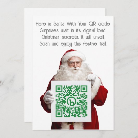 Voeg uw QR Code Bericht of Gift toe aan Santa's Feestdagenkaart (Voorkant / Achterkant)