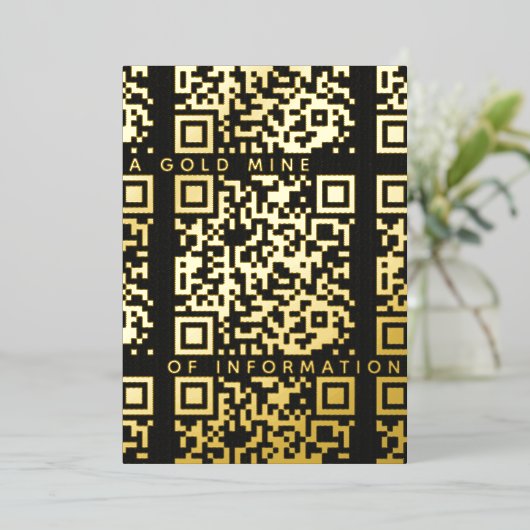 Voeg uw QR Code Black & Gold Funny Discount Kaart  (Staand Voorkant)