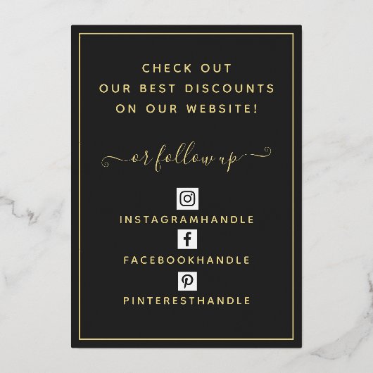 Voeg uw QR Code Black & Gold Funny Discount Kaart  (Achterkant)