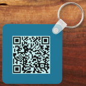 Voeg uw QR-code promotionele zakelijke turquoise t Sleutelhanger (Achterkant)