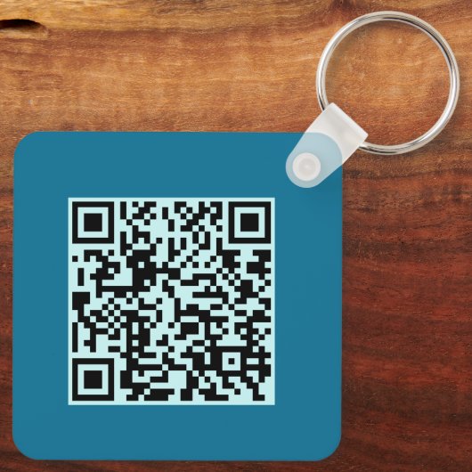 Voeg uw QR-code promotionele zakelijke turquoise t Sleutelhanger (Achterkant)