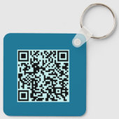 Voeg uw QR-code promotionele zakelijke turquoise t Sleutelhanger (Achterkant)