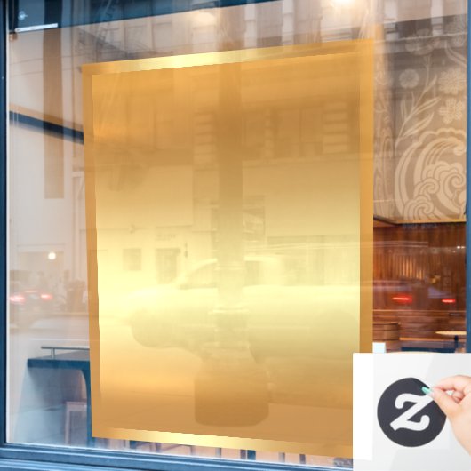 Voeg uw QR-code tekstlogo gouden achtergrond leeg Raamsticker (Cafe Raam)