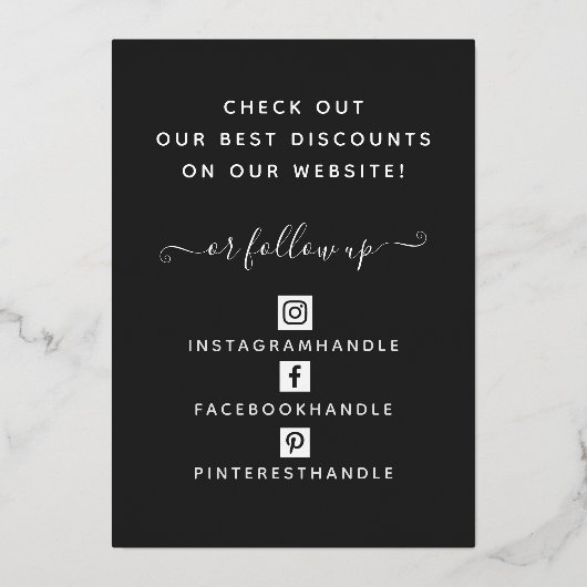 Voeg uw QR-code toe Black Gold Discount Kaart (Achterkant)