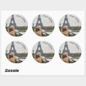 Voeg uw reisfoto en sjabloon van de douanetekst to ronde sticker (Vel)