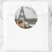 Voeg uw reisfoto en sjabloon van de douanetekst to ronde sticker (Tas)