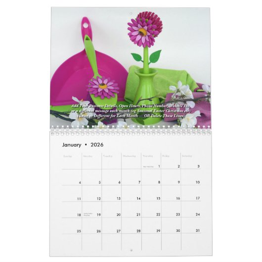 Voeg uw schoonmaakbeurtgegevens 20xx-kabel toe kalender (Jan 2026)