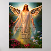 Voeg uw scripts, Christelijke engel en roze bloeme Poster (Voorkant)