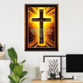 Voeg uw scripts toe, bruin en gouden Christelijke Poster (Thuiskantoor)