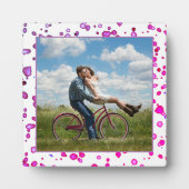 Voeg uw Stippen van de Waterverf van de Roze Foto  Fotoplaat (Voorkant)