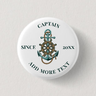 Voeg uw tekst Nautical Anchor Thema Knop toe Ronde Button 3,2 Cm