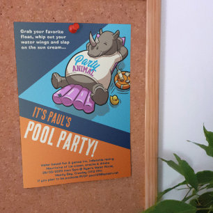 Voeg uw tekst toe Feestbeest Neushoorn Zwembad Car Kaart