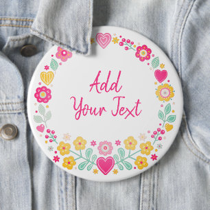 Voeg uw tekst toe / Kies uw lettertypen  Ronde Button 6,0 Cm