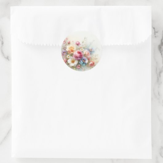 Voeg uw tekst toe Leeg Sjabloon Aquarel Bloemen Ronde Sticker (Tas)