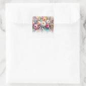 Voeg uw tekst toe Lege sjabloon Waterverf Bloemen Vierkante Sticker (Tas)