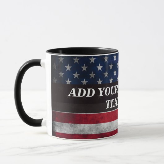 Voeg uw tekst toe op Amerikaanse vlag Mok (Links)