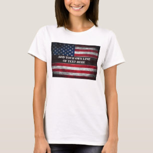 Voeg uw tekst toe op Amerikaanse vlag T-shirt