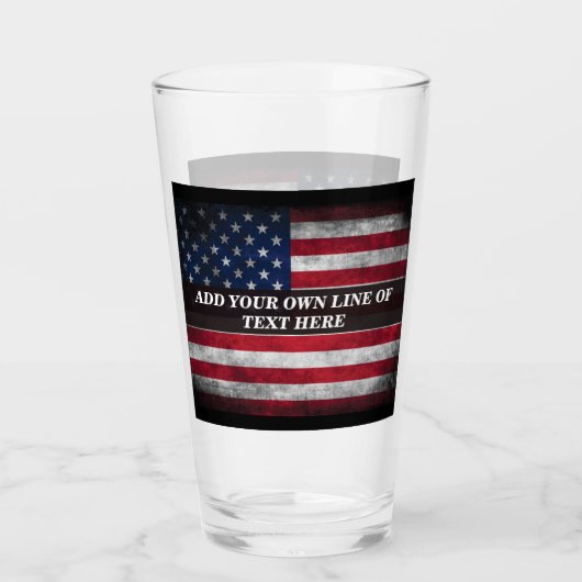 Voeg uw tekst toe op de Amerikaanse vlag  Glas (Voorkant)