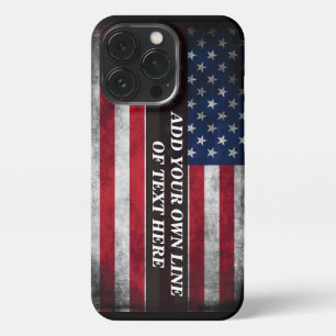 Voeg uw tekst toe op de Amerikaanse vlag  iPhone 13 Pro Hoesje