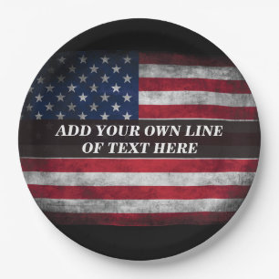 Voeg uw tekst toe op de Amerikaanse vlag Papieren Bordje
