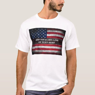 Voeg uw tekst toe op de Amerikaanse vlag  T-shirt