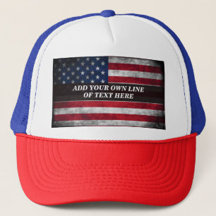 Voeg uw tekst toe op de Amerikaanse vlag Trucker Pet