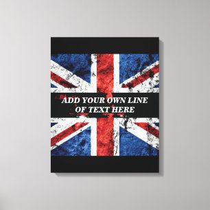 Voeg uw tekst toe op Engelse vlag Kussenhoes Canvas Afdruk