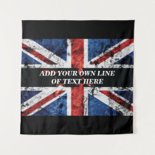 Voeg uw tekst toe op Engelse vlag Kussenhoes Wandkleed
