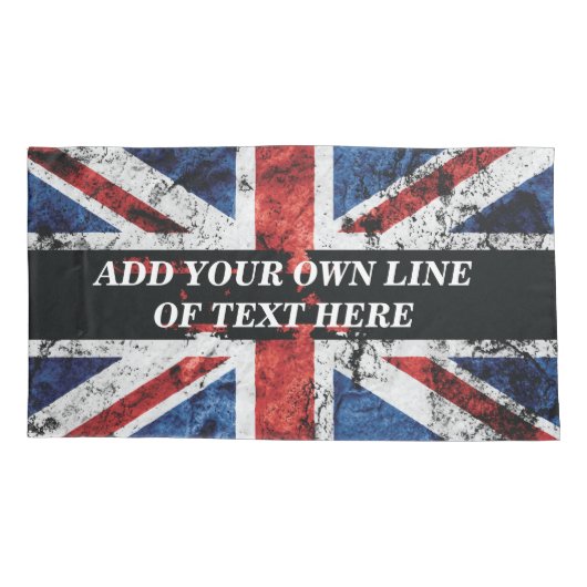 Voeg uw tekst toe op Engelse vlag Worpkussen Kussensloop (Achterkant)