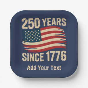 Voeg Uw Tekst Vintage Grunge Amerikaanse Vlag VS 2 Papieren Bordje